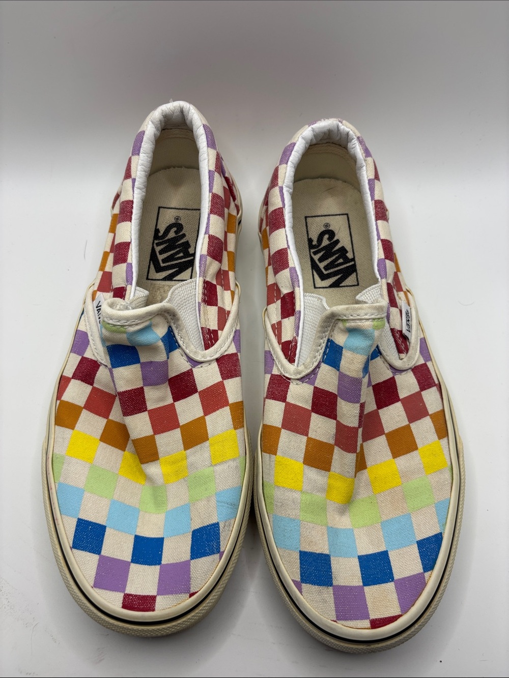 Vans Checkerboard Slip-On Sneakers in Multicolor Pastels